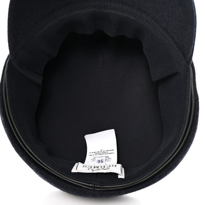 Hermes Broadcloth Newton Calfskin Dani Cap 56 Marine Black 7 of 8