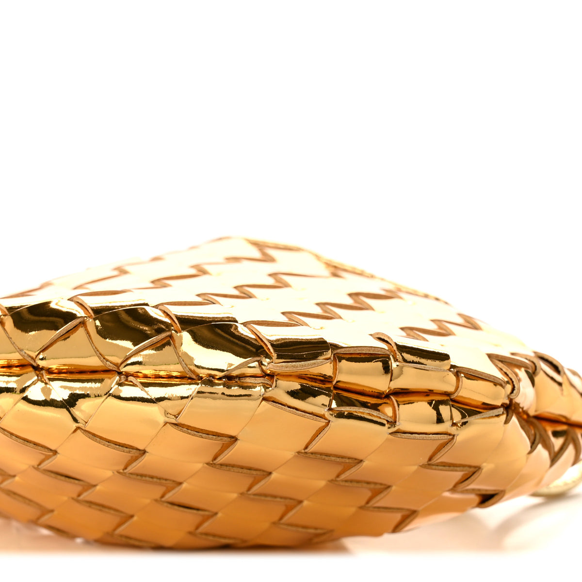 Mirror Laminated Nappa Intrecciato Mini Sardine Bag Gold