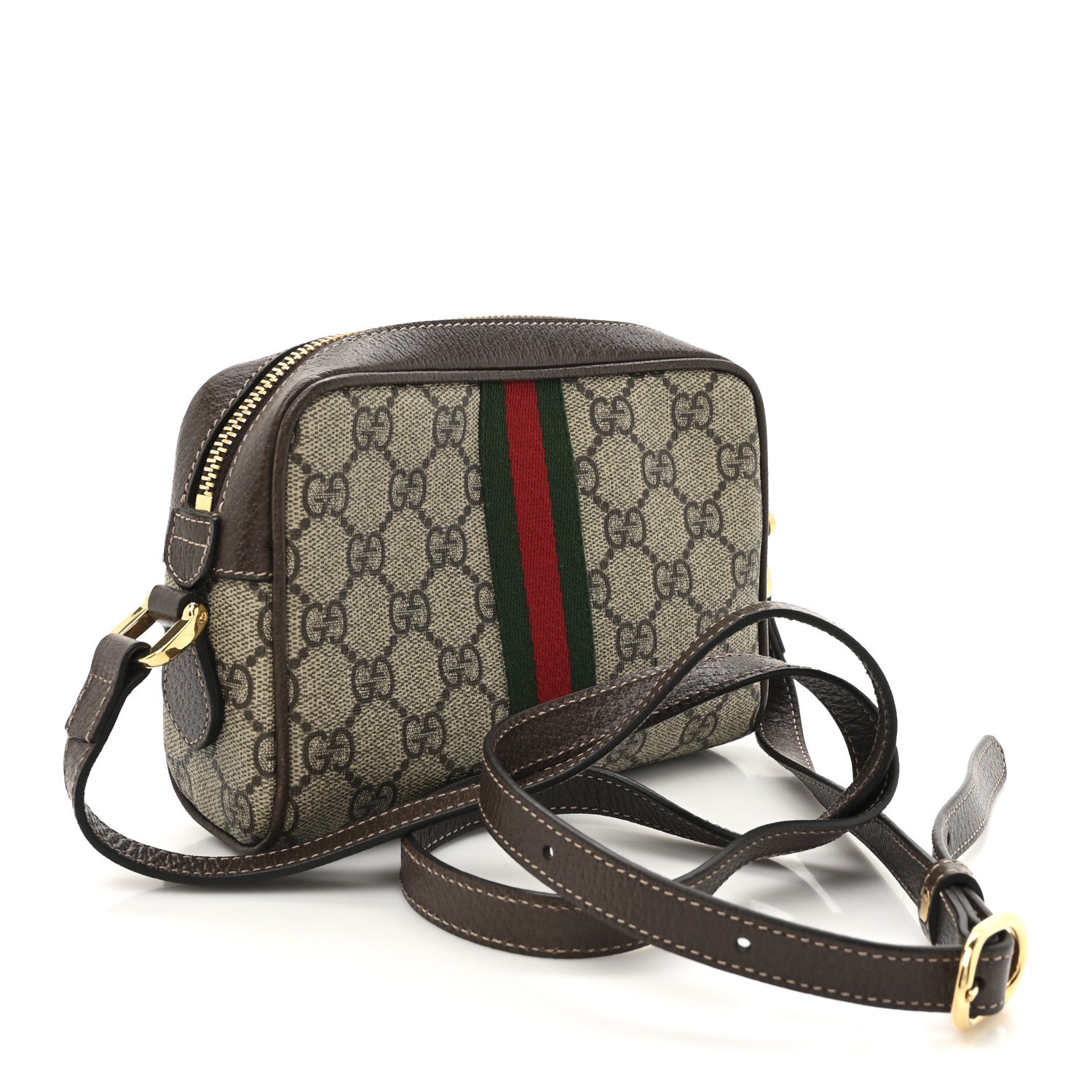 Gucci GG Supreme Monogram Web Mini Ophidia Shoulder Bag Brown 3 of 12
