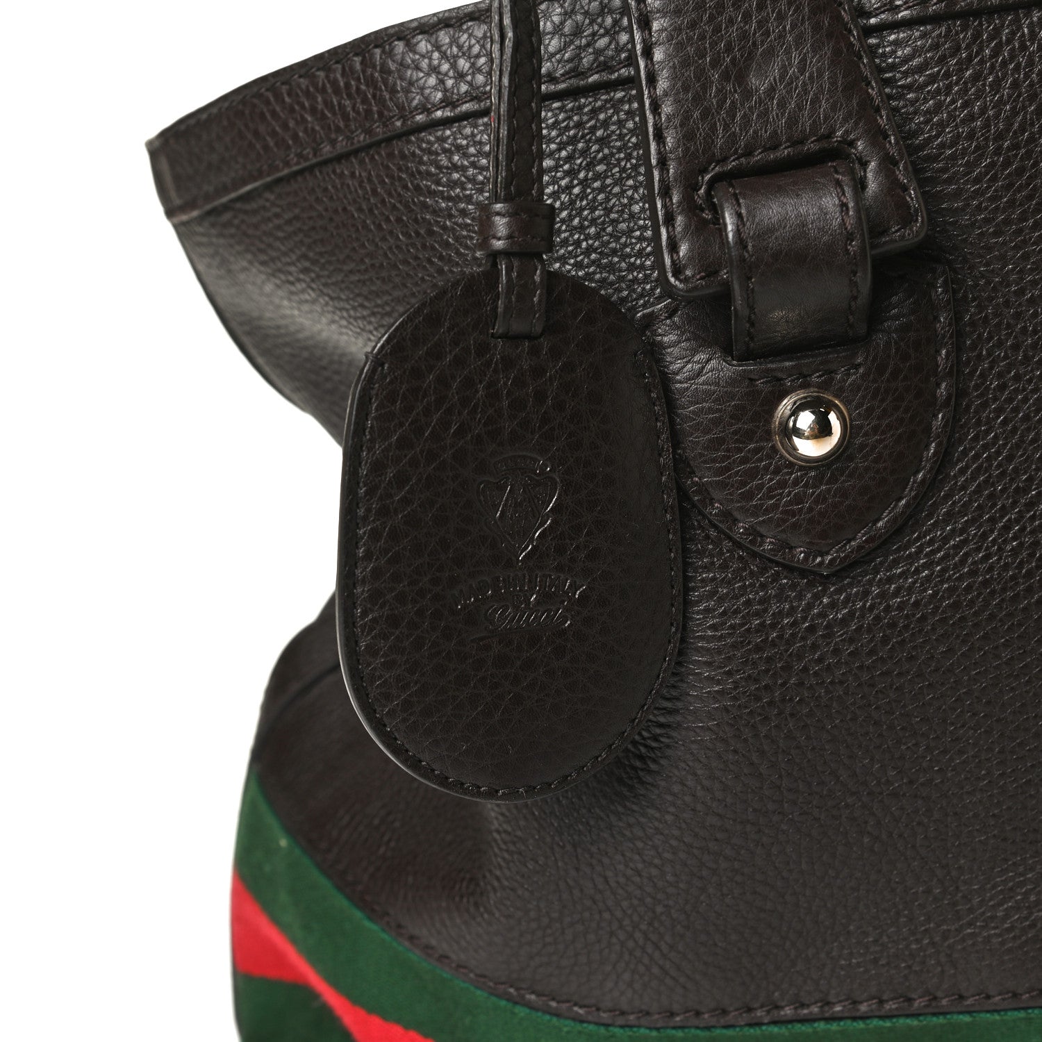 Gucci Calfskin Large Web Heritage Tote Dark Brown 8 of 28