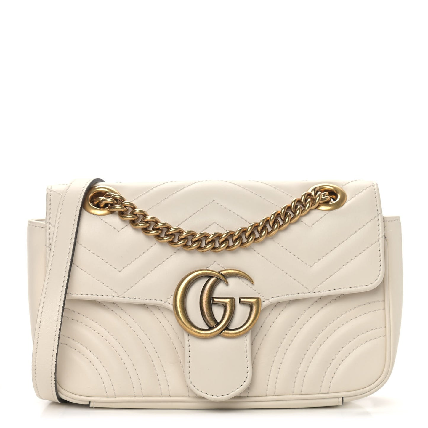 Calfskin Matelasse Mini GG Marmont Shoulder Bag White