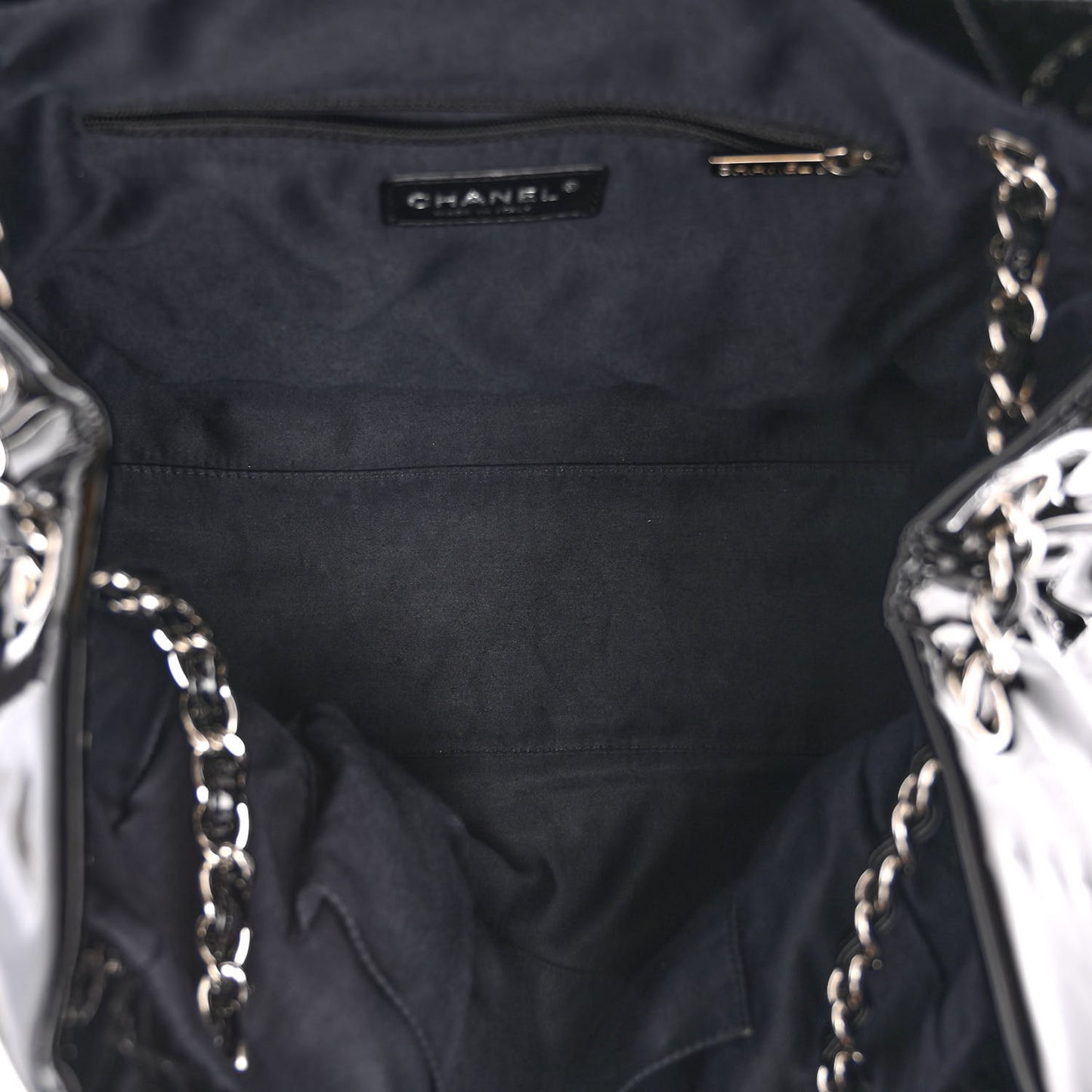 Patent Quilted Large Cells Tote Black Black