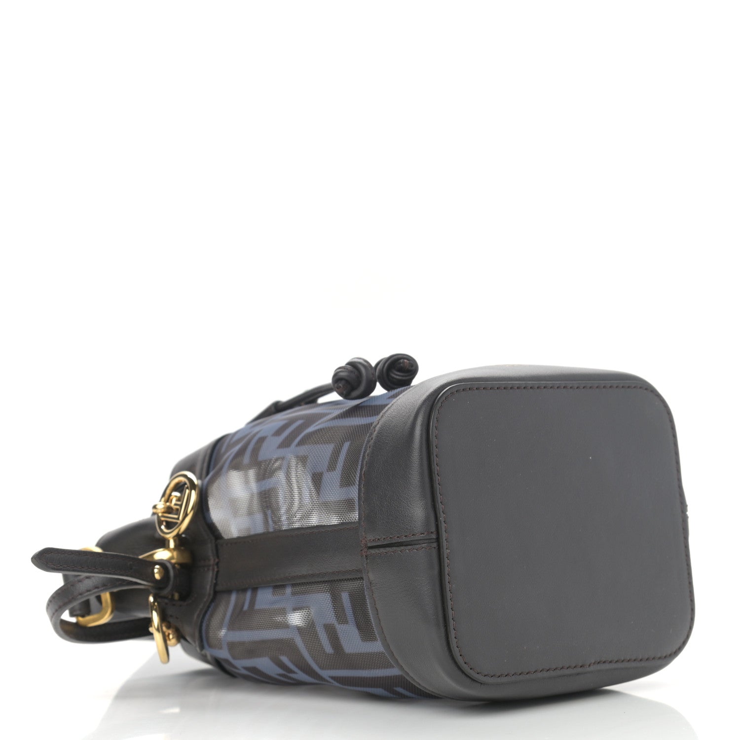 Fendi Mesh Vitello Grace F is Fendi FF 1974 Mini Mon Tresor Bucket Bag Azzurro Black Ebano 4 of 10