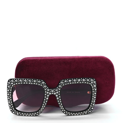 Gucci Acetate Crystal Oversize Sunglasses GG0148S Black 7 of 7