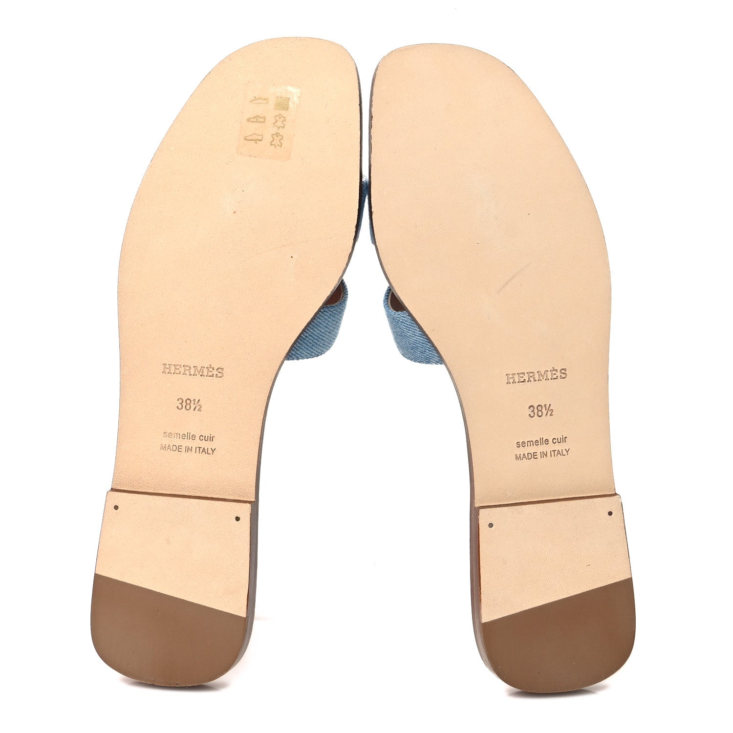 Hermes Denim Canvas Oran Sandals 38.5 Bleu Clair 5 of 9