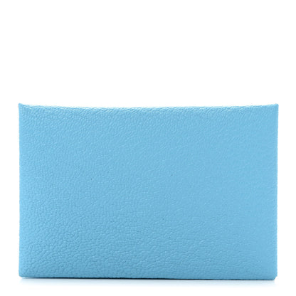 Hermes Chevre Mysore Verso Calvi Card Case Celeste Kraft 1 of 7