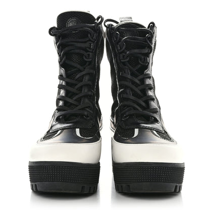 Louis Vuitton Calfskin Technical Nylon Laureate Platform Desert Boot 39 Black White 2 of 10