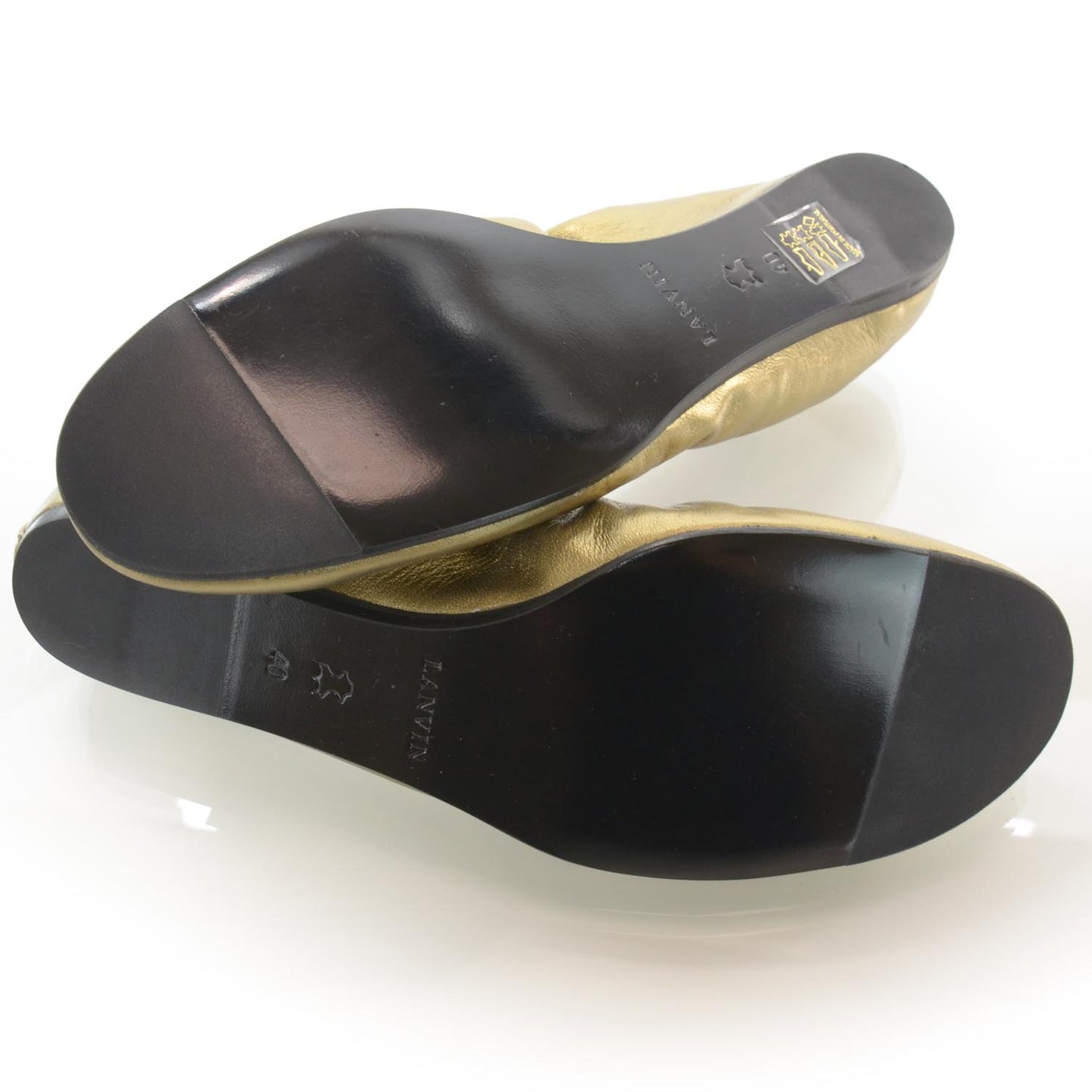Leather Elastic Ballet Flats Metallic 40