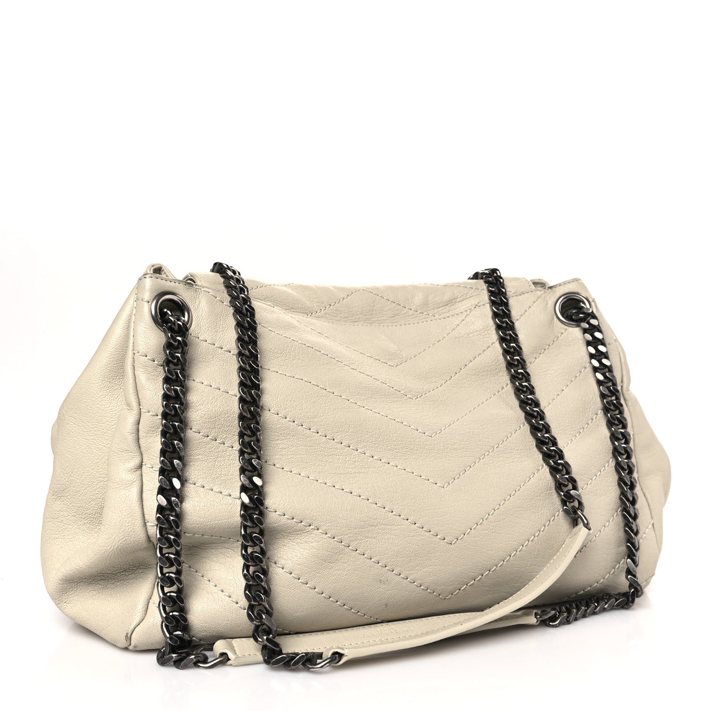 Vintage Lambskin Chevron Monogram Large Nolita Crema Soft