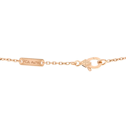 Van Cleef & Arpels 18K Rose Gold Diamond Small Perlee Clovers Pendant Necklace 4 of 5
