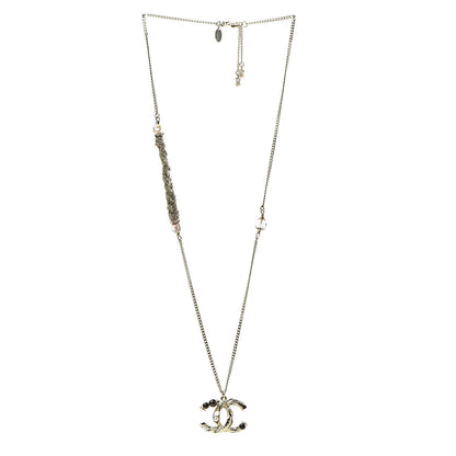Chanel Pearl Crystal CC Bead Necklace Gold 3 of 6