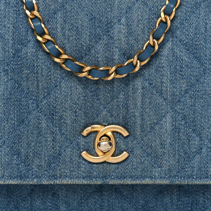Chanel Denim Quilted CC Pearl Crush Wallet on Chain WOC Blue 9 of 14