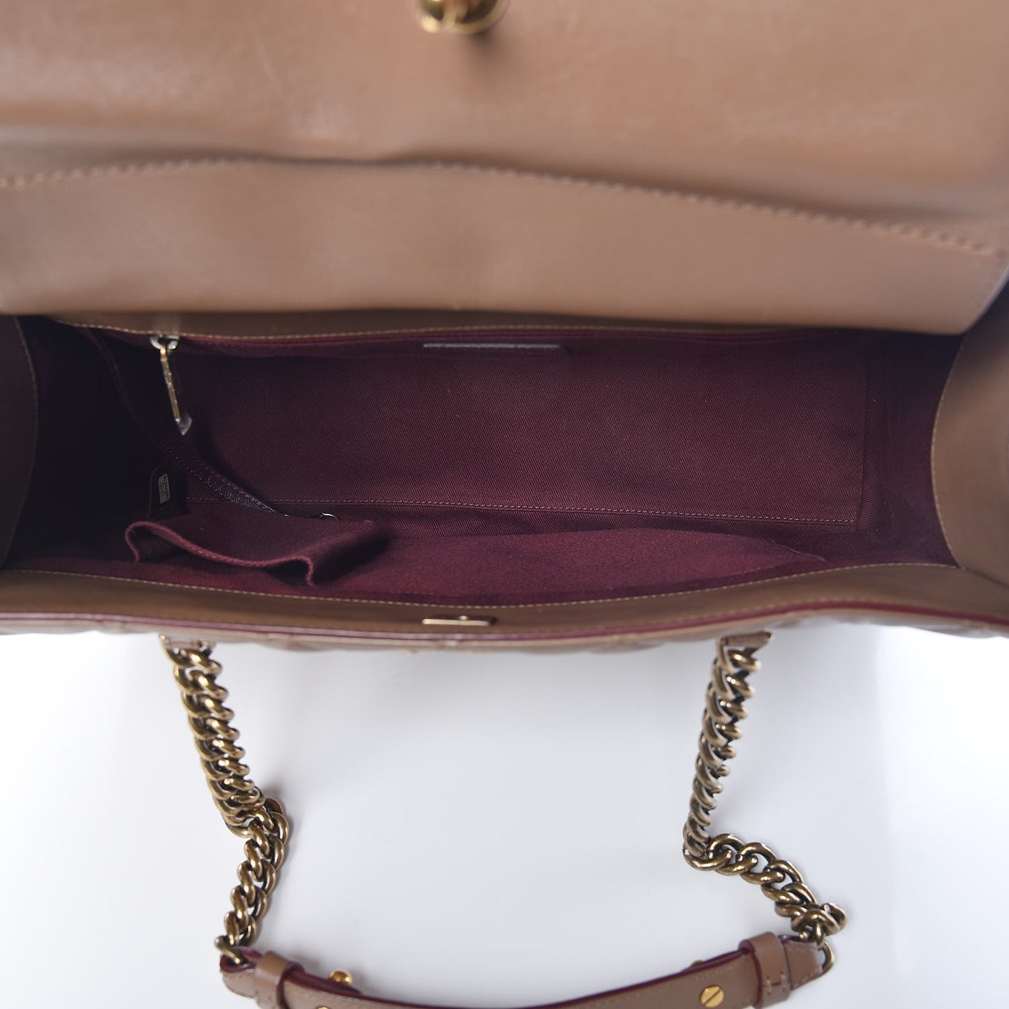 Calfskin Quilted Large Shopping Tote Brown