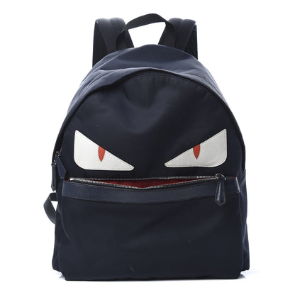 Fendi Nylon Vitello Elite Monster Eyes Rounded Backpack Blue Scuro White Multicolor 1 of 13