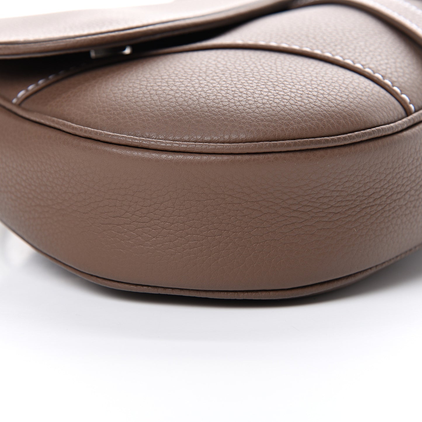 Grained Calfskin Saddle Bag Brown