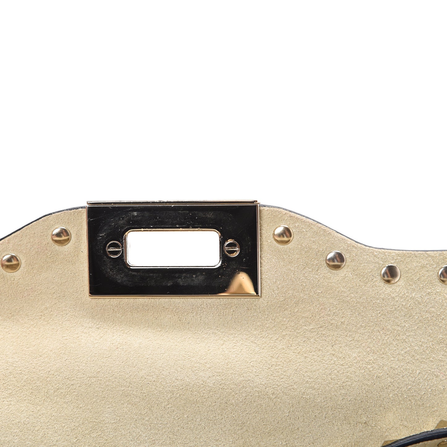 Pebbled Calfskin Medium Rockstud Flip Lock Crossbody Bag Light Ivory