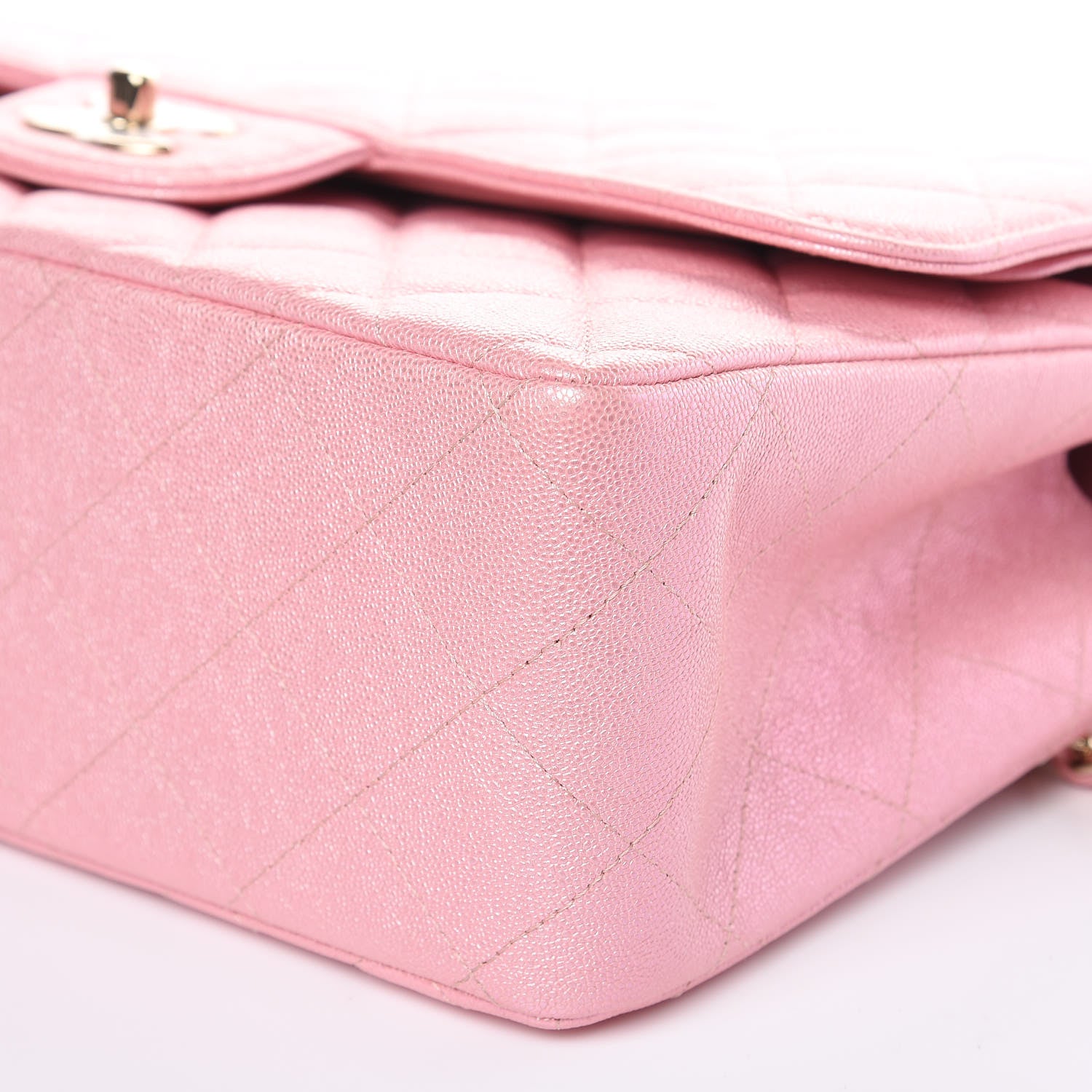 Chanel Iridescent Caviar Quilted Jumbo Double Flap Rose Pink 9 of 10