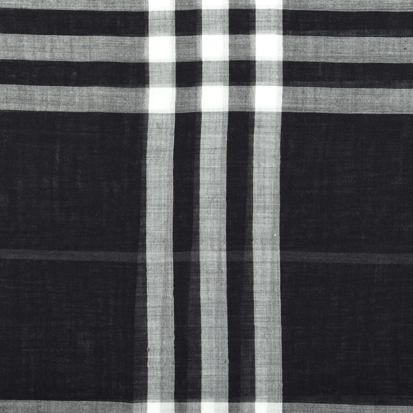 Silk Wool Check Lightweight Scarf Black