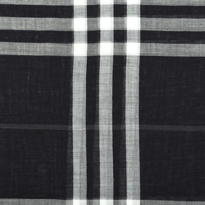 Burberry Silk Wool Check Lightweight Scarf Black 3 of 5