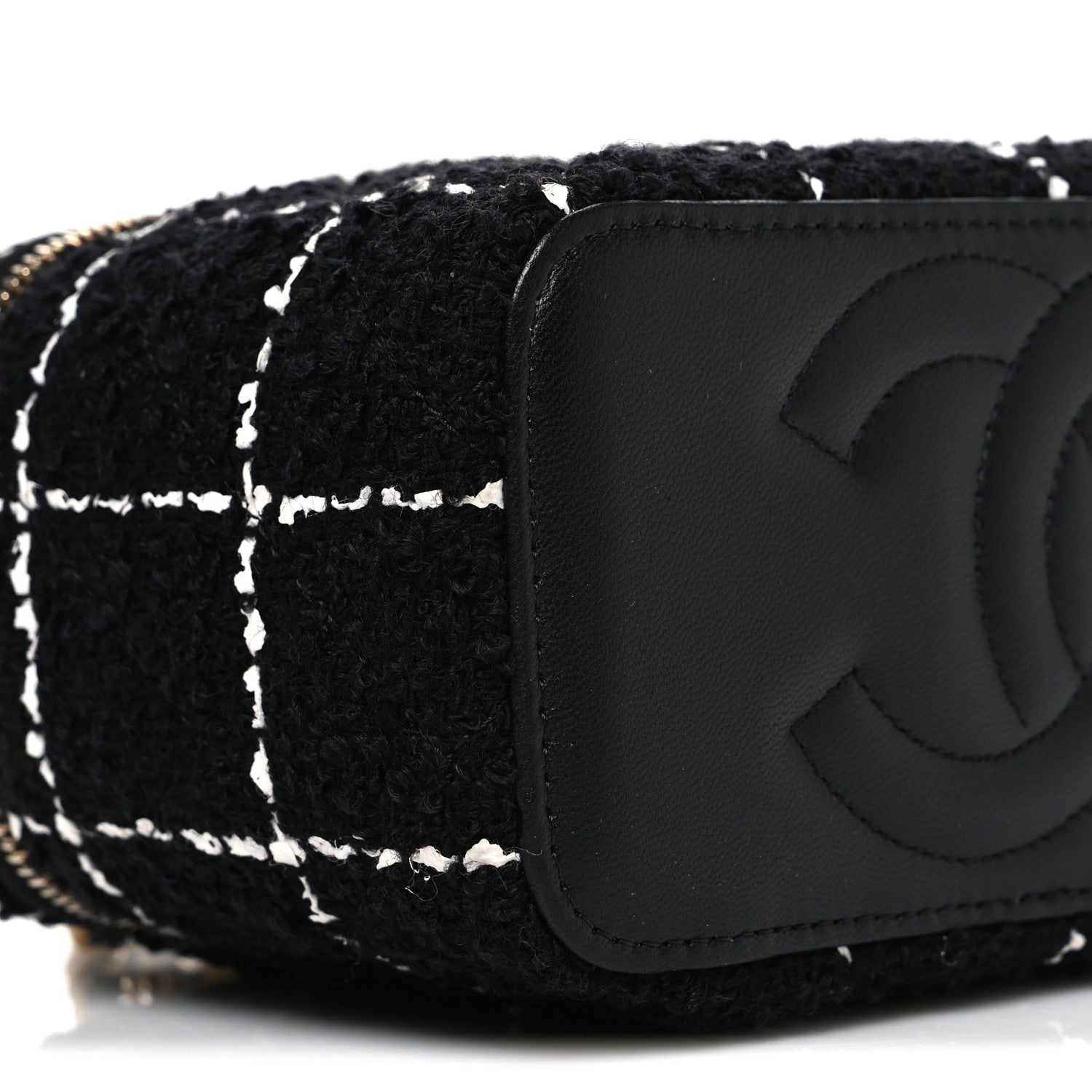 Chanel Tweed Pearl Crush Small Vanity Case With Chain  Black White 9 of 10