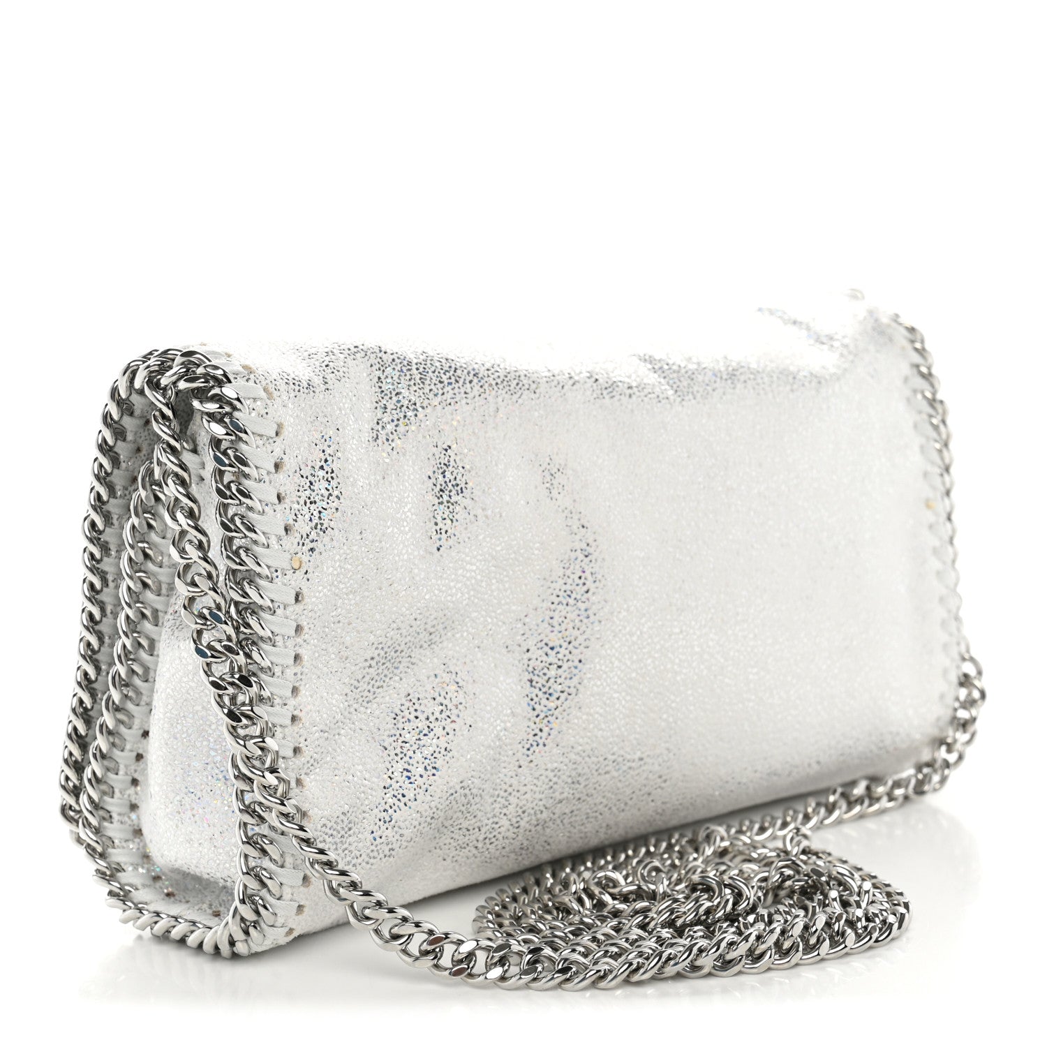 Stella McCartney Chamois Shiny Dotted Nappa Falabella Clutch with Chain Bag White 3 of 10