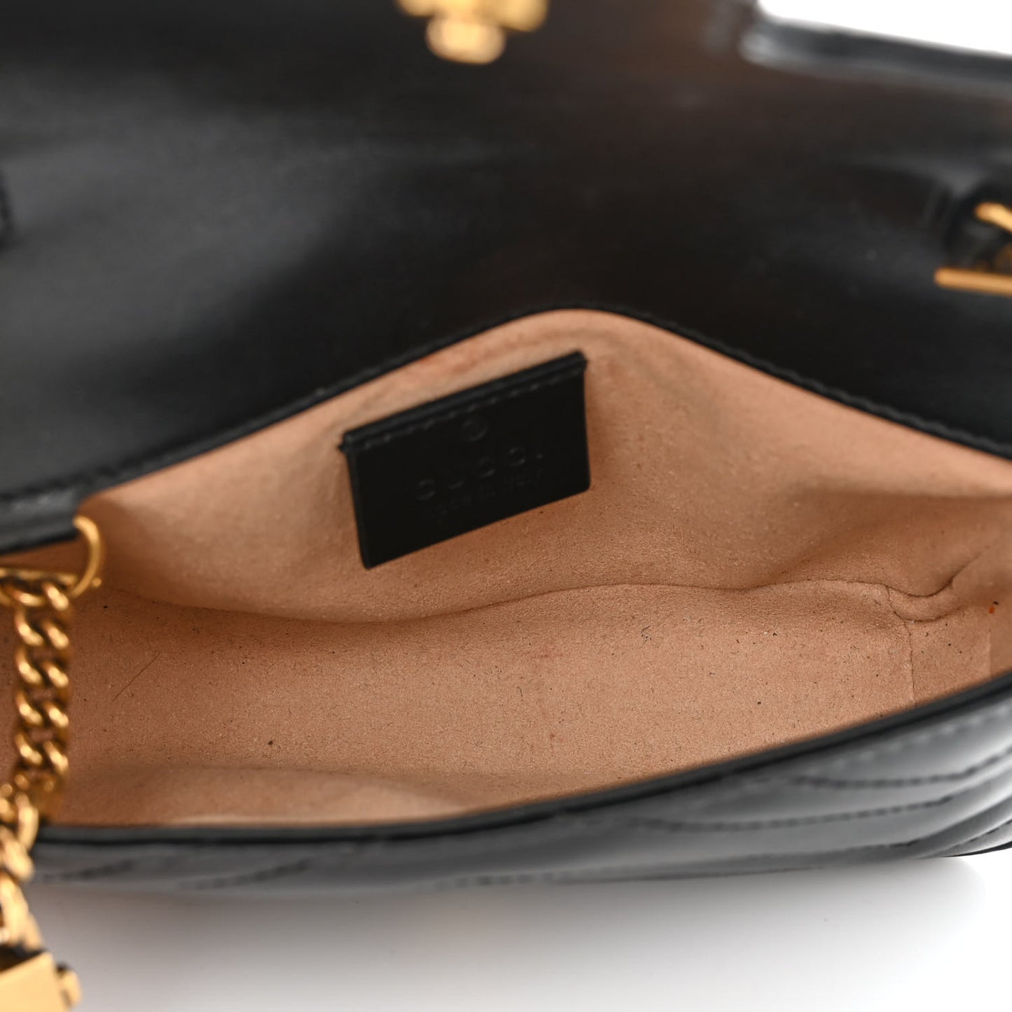 Calfskin Matelasse Super Mini GG Marmont Shoulder Bag Black