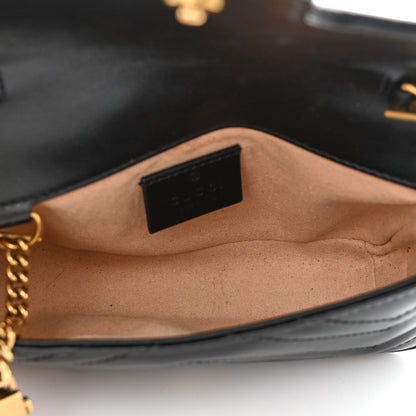 Gucci Calfskin Matelasse Super Mini GG Marmont Shoulder Bag Black 5 of 10