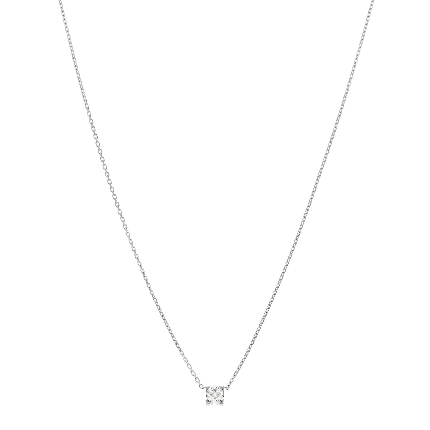 18K White Gold Diamond .24ct C De Cartier Pendant Necklace
