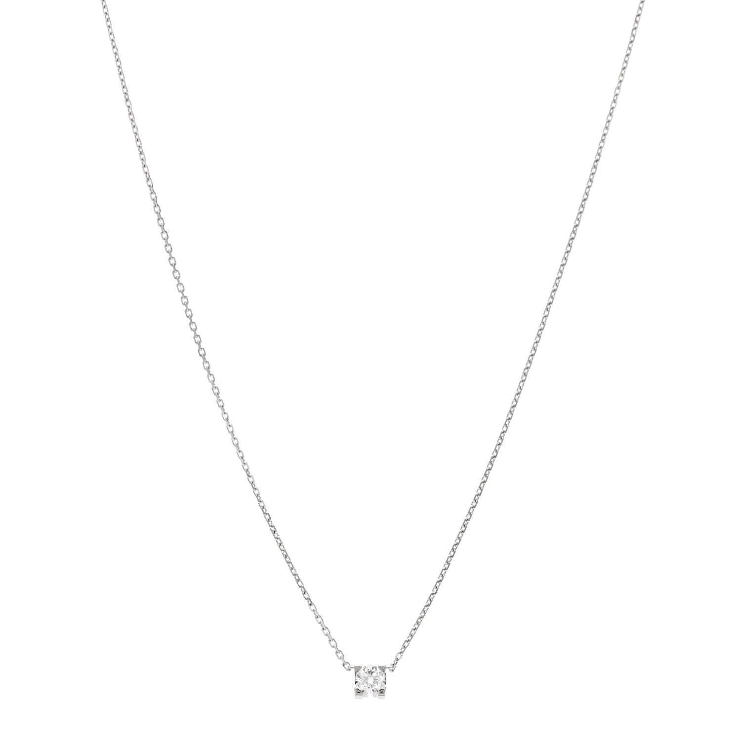 Cartier 18K White Gold Diamond .24ct C De Cartier Pendant Necklace 1 of 5