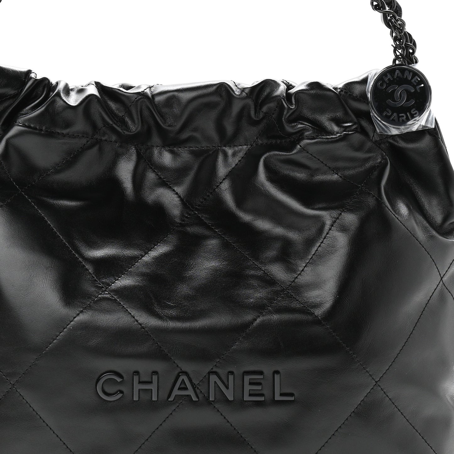 Shiny Calfskin Quilted Small Chanel 22 So Black