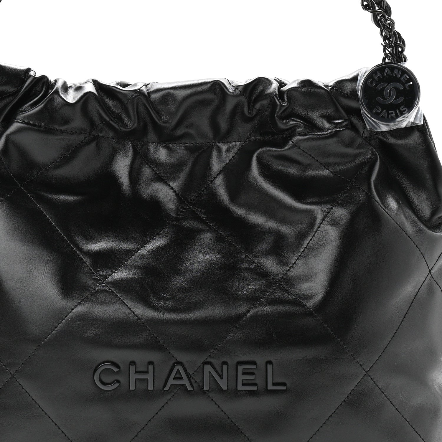 Chanel Shiny Calfskin Quilted Small Chanel 22 So Black 9 of 13