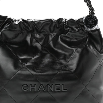 Chanel Shiny Calfskin Quilted Small Chanel 22 So Black 9 of 13