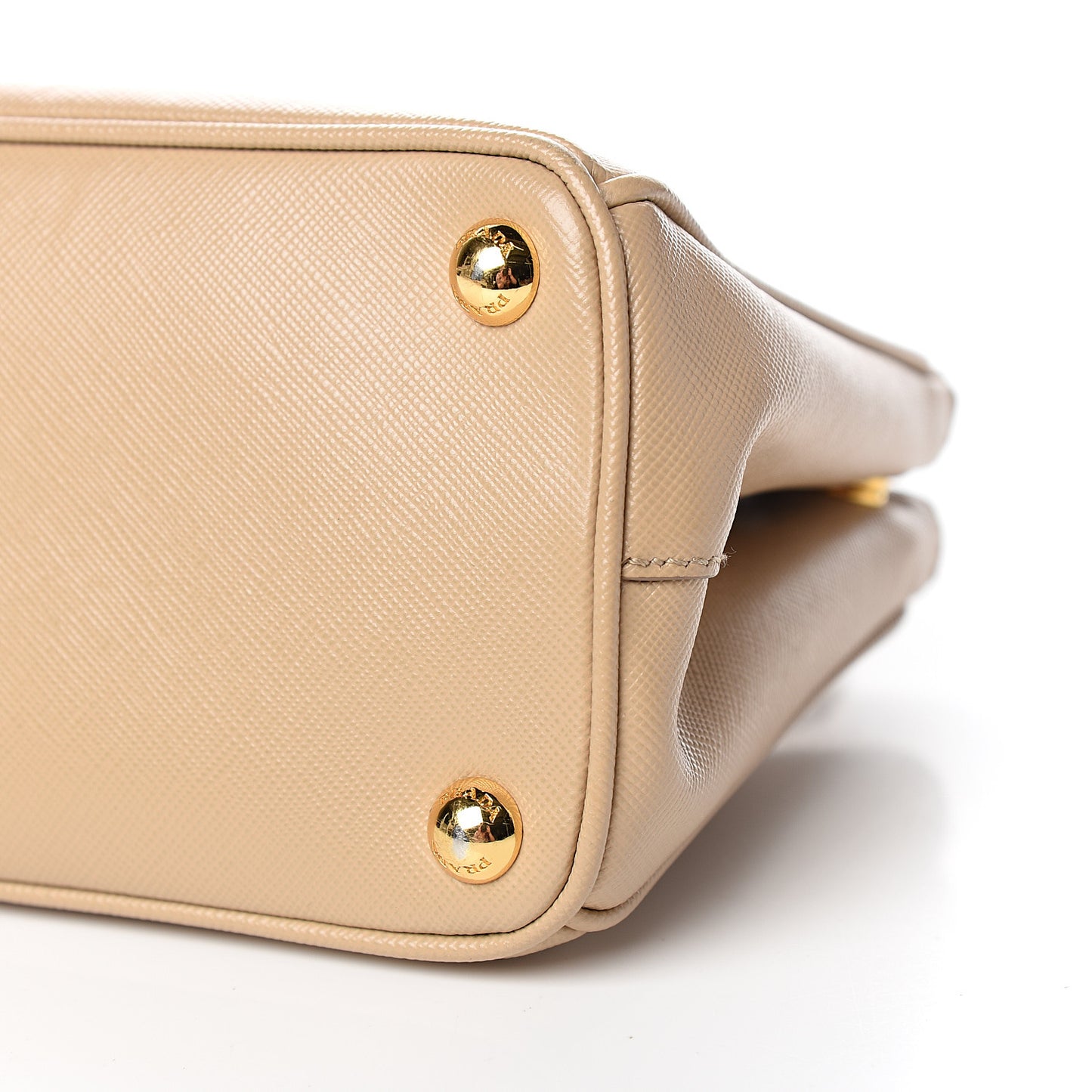 Saffiano Lux Micro Galleria Double Zip Tote Sabbia