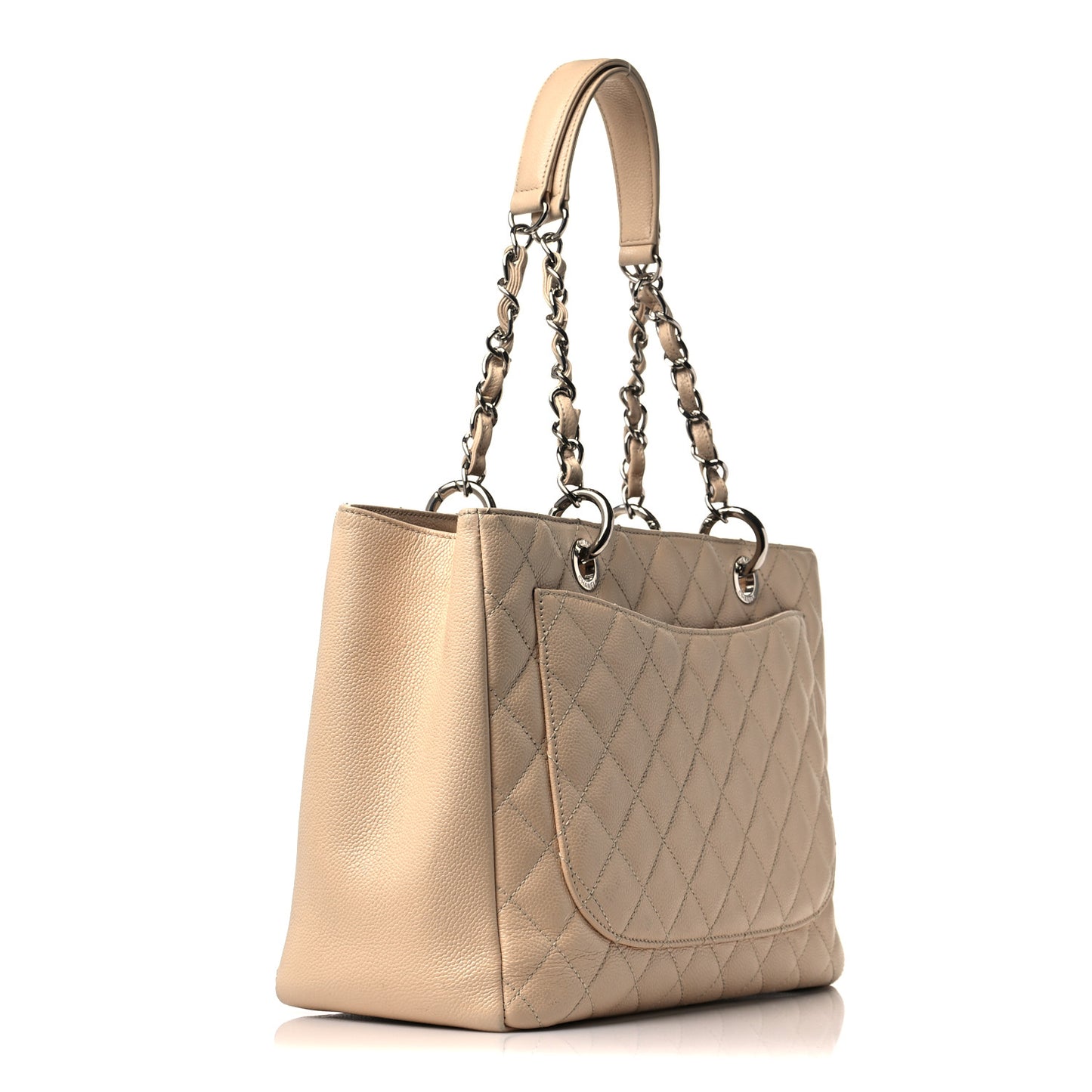 Caviar Quilted Grand Shopping Tote GST Beige Clair