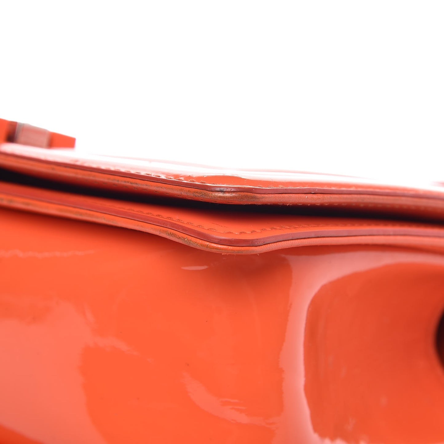 Patent Quilted Medium Plexiglass Boy Flap Orange