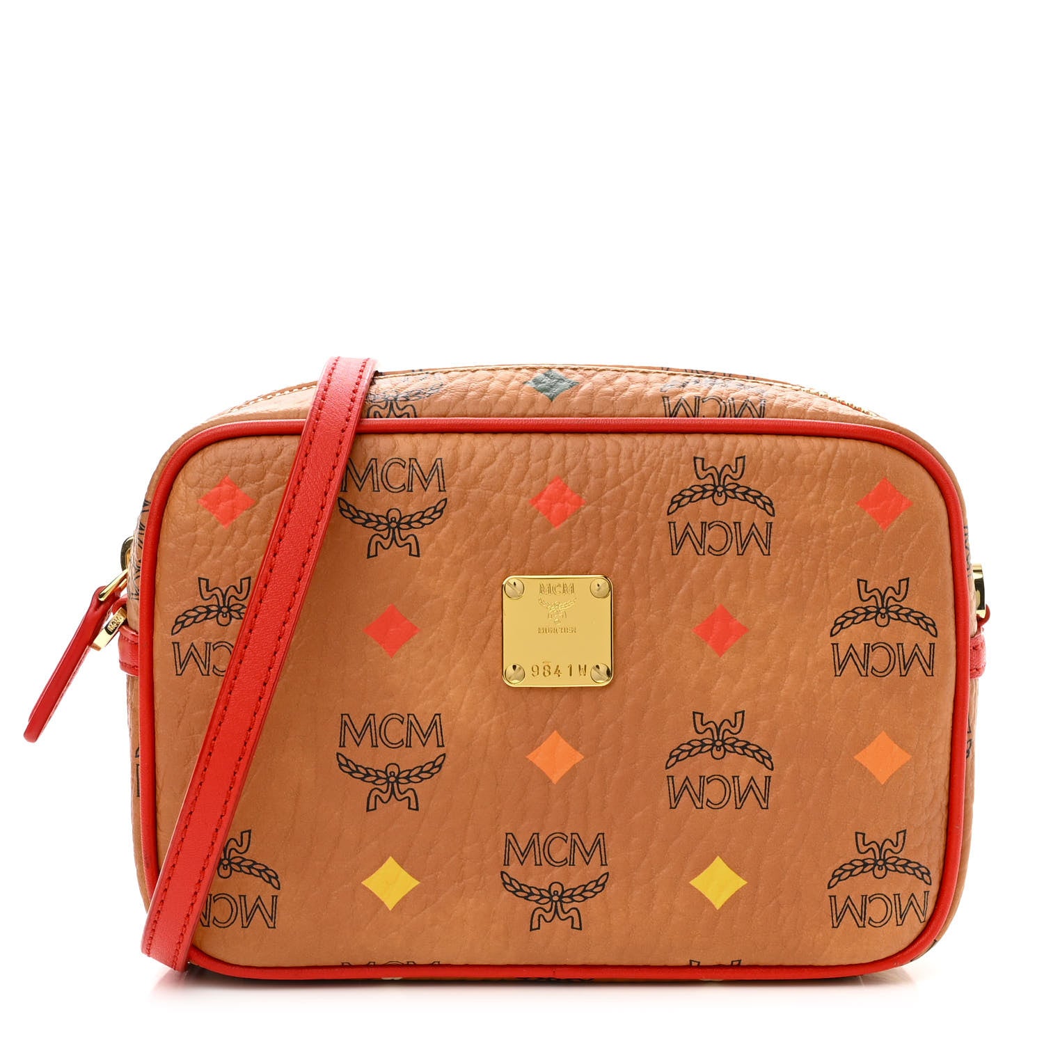 MCM Skyoptic Visetos Spectrum Diamond Camera Bag Cognac Red 1 of 12