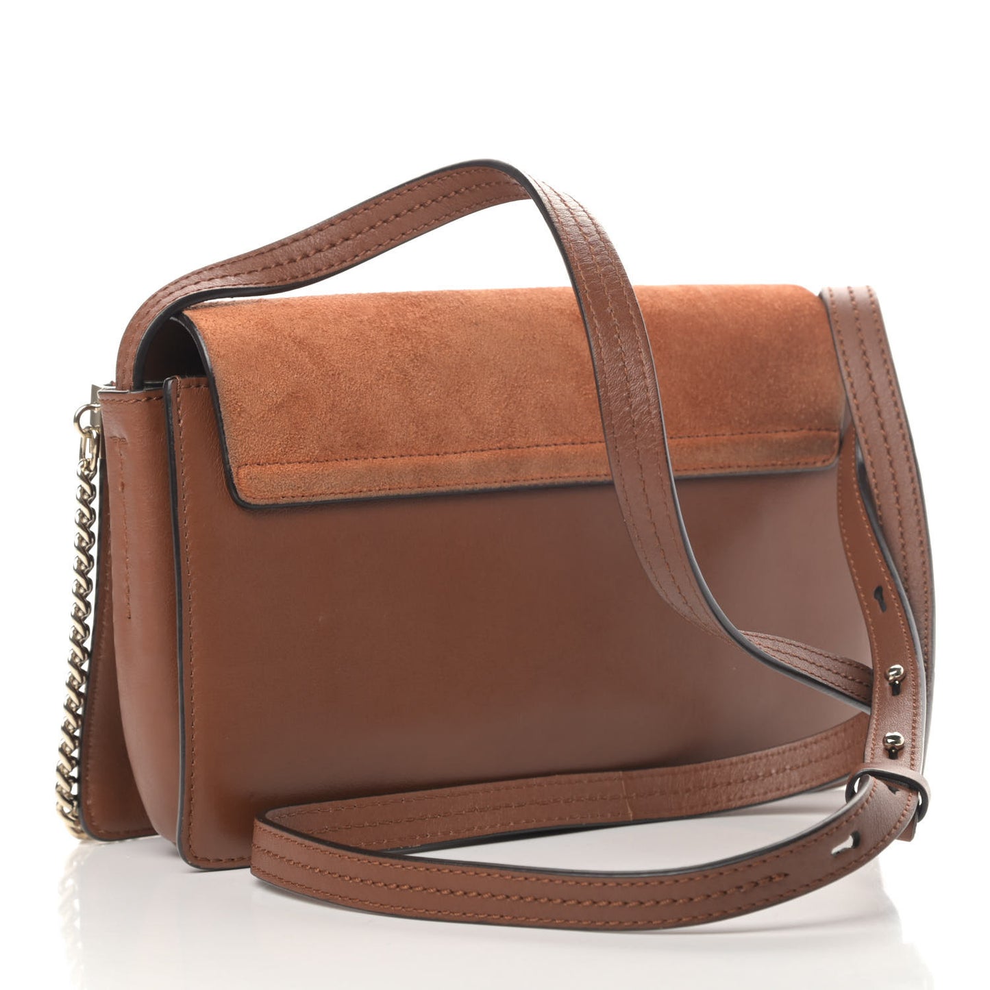 Suede Calfskin Small Faye Shoulder Bag Tobacco
