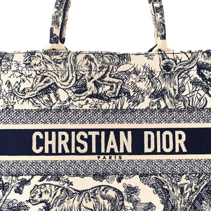 Christian Dior Canvas Embroidered Medium Dioriviera Toile De Jouy Book Tote Blue 8 of 14