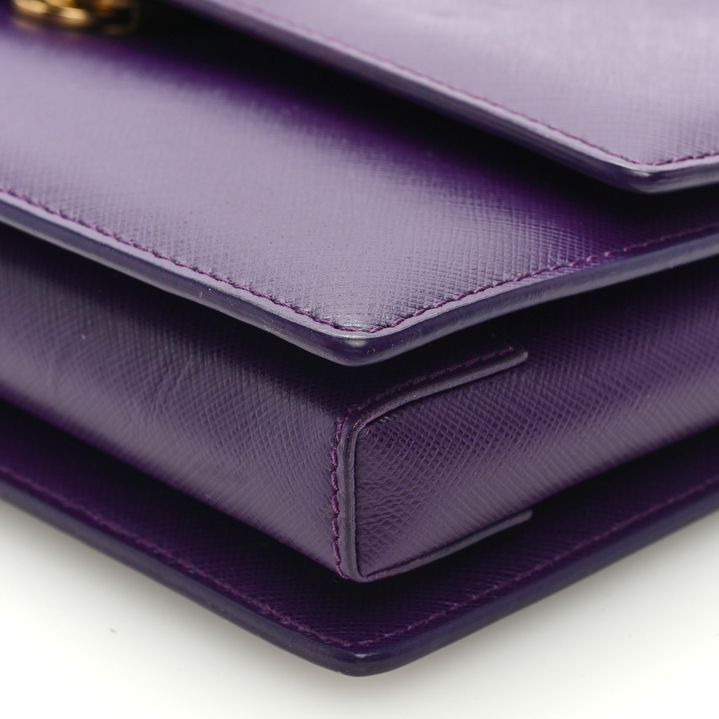 Printed Calfskin Vara Bow Chain Flap Crossbody Purple