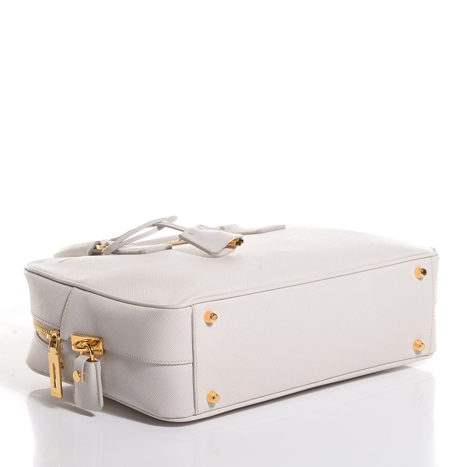 Prada Saffiano Lux Bowler Talco White 4 of 9