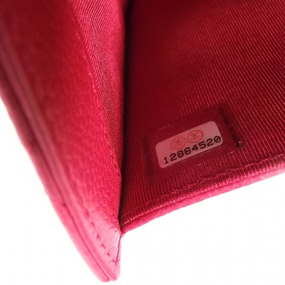 Caviar Quilted Tri-Fold Wallet Fuchsia