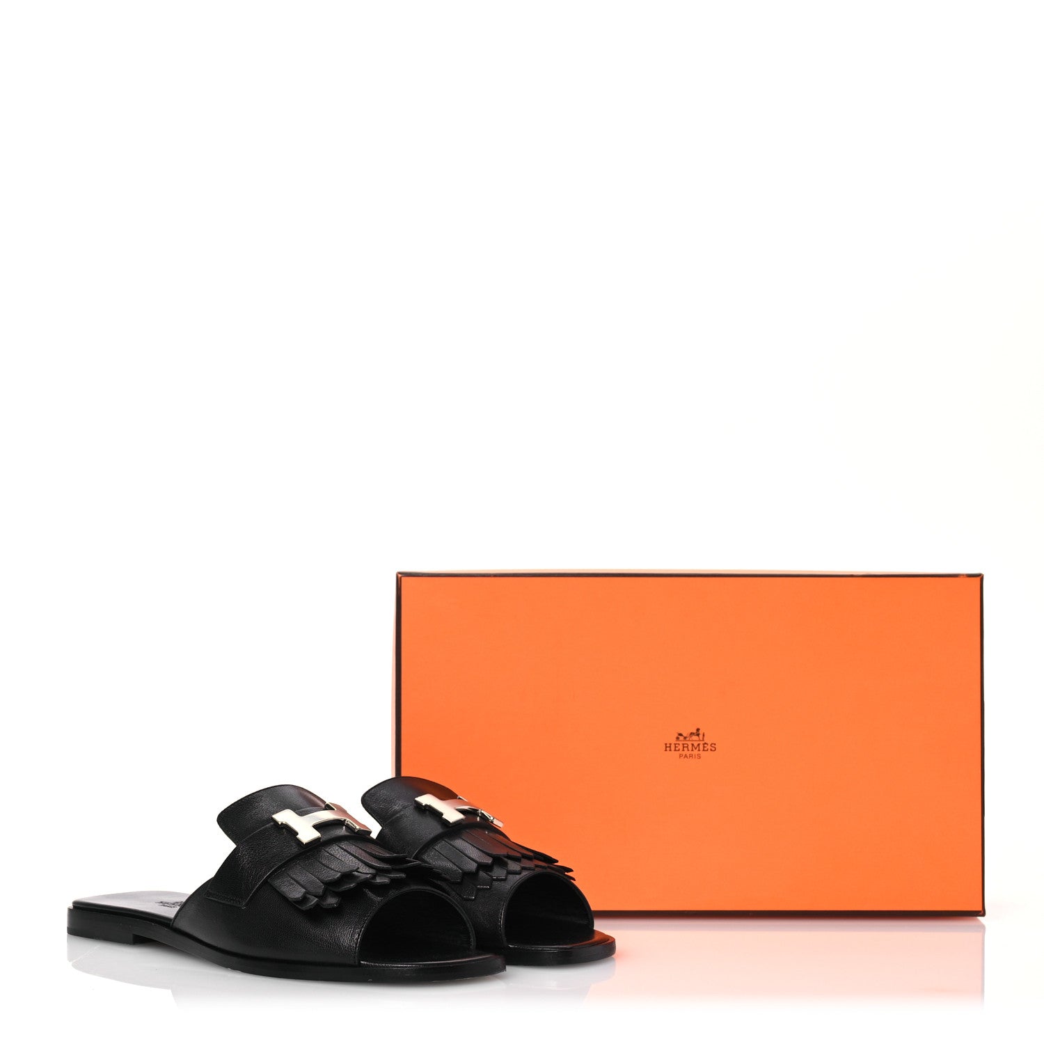 Hermes Goatskin Auteuil Sandals 37 Black 12 of 12