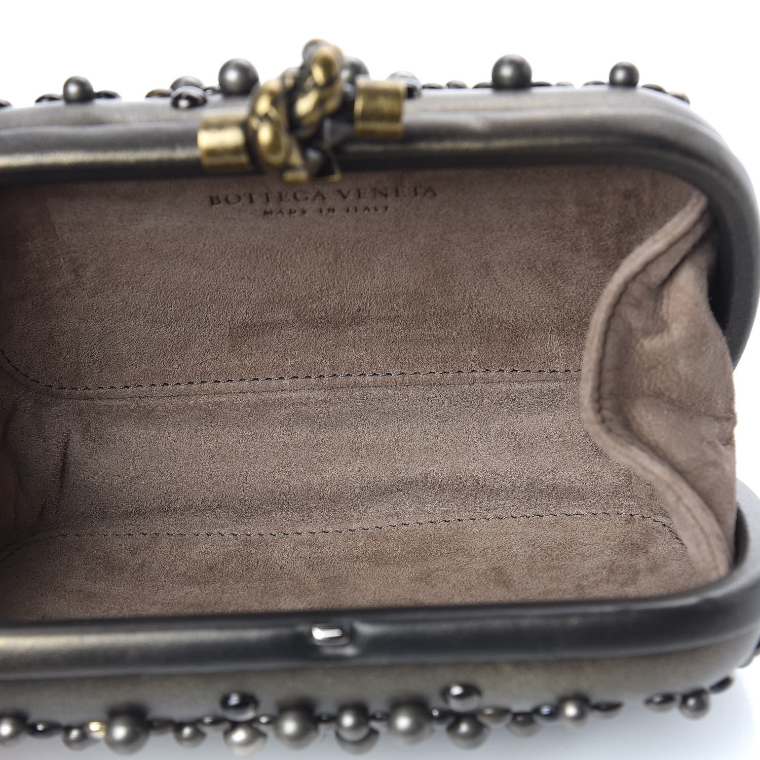 Bottega Veneta Nappa Pearl Embellished Knot Studded Clutch Gold 5 of 8