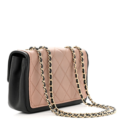 Chanel Lambskin Quilted Small Graphic Flap Beige Black 3 of 11