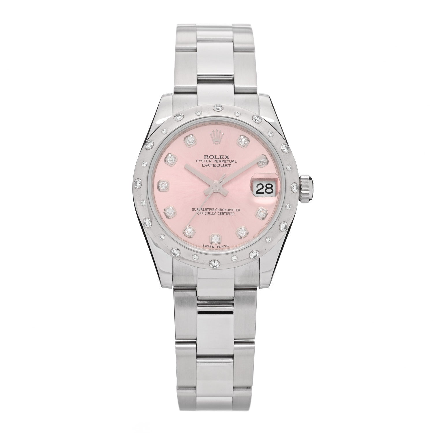 Rolex Stainless Steel 18K White Gold Diamond 31mm Oyster Perpetual Datejust Watch Pink 178344 1 of 5