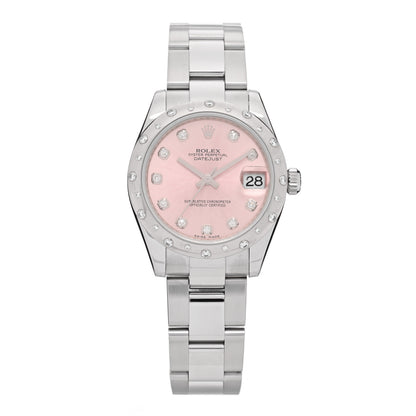 Rolex Stainless Steel 18K White Gold Diamond 31mm Oyster Perpetual Datejust Watch Pink 178344 1 of 5