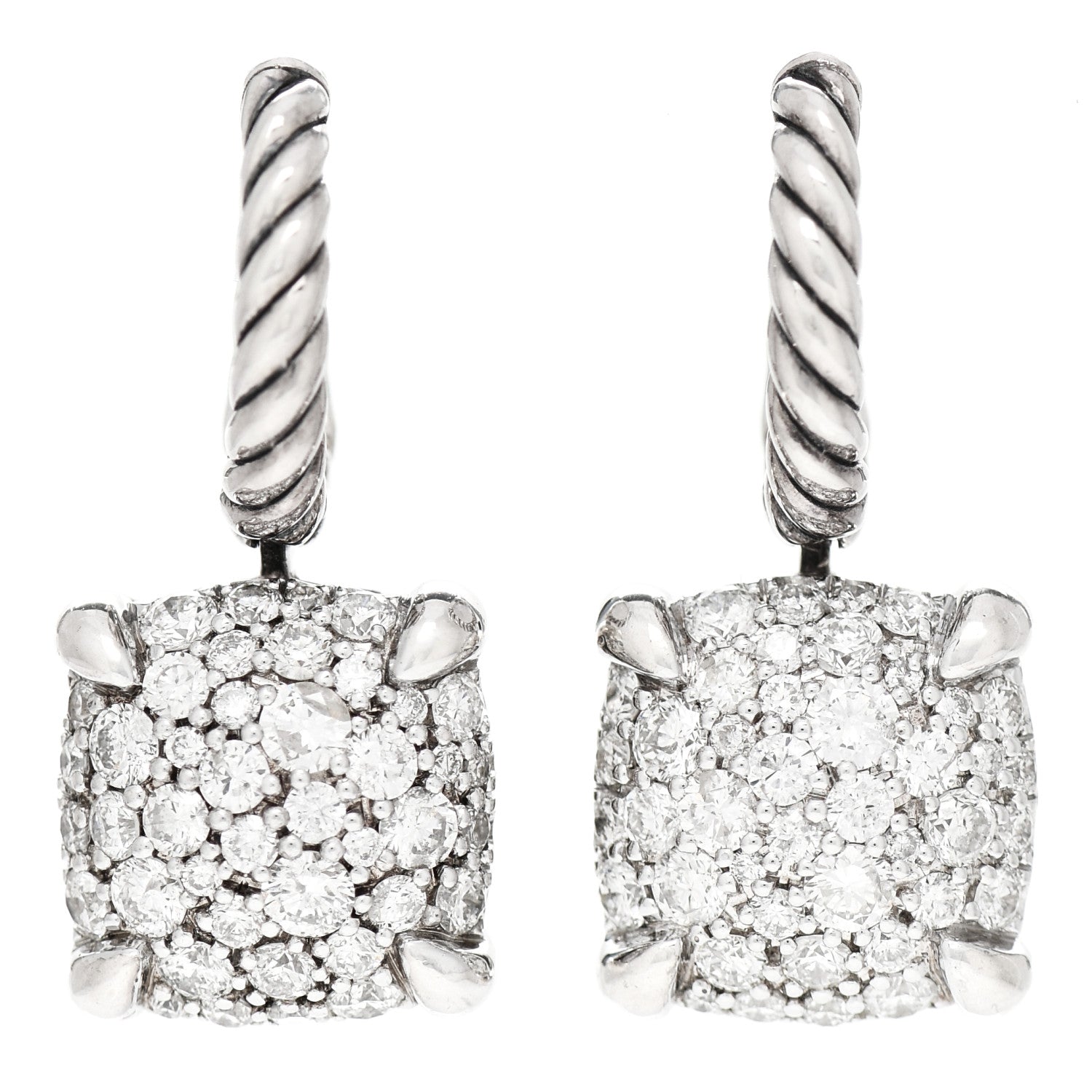 David Yurman Sterling Silver Diamond Chatelaine Drop Earrings 1 of 5