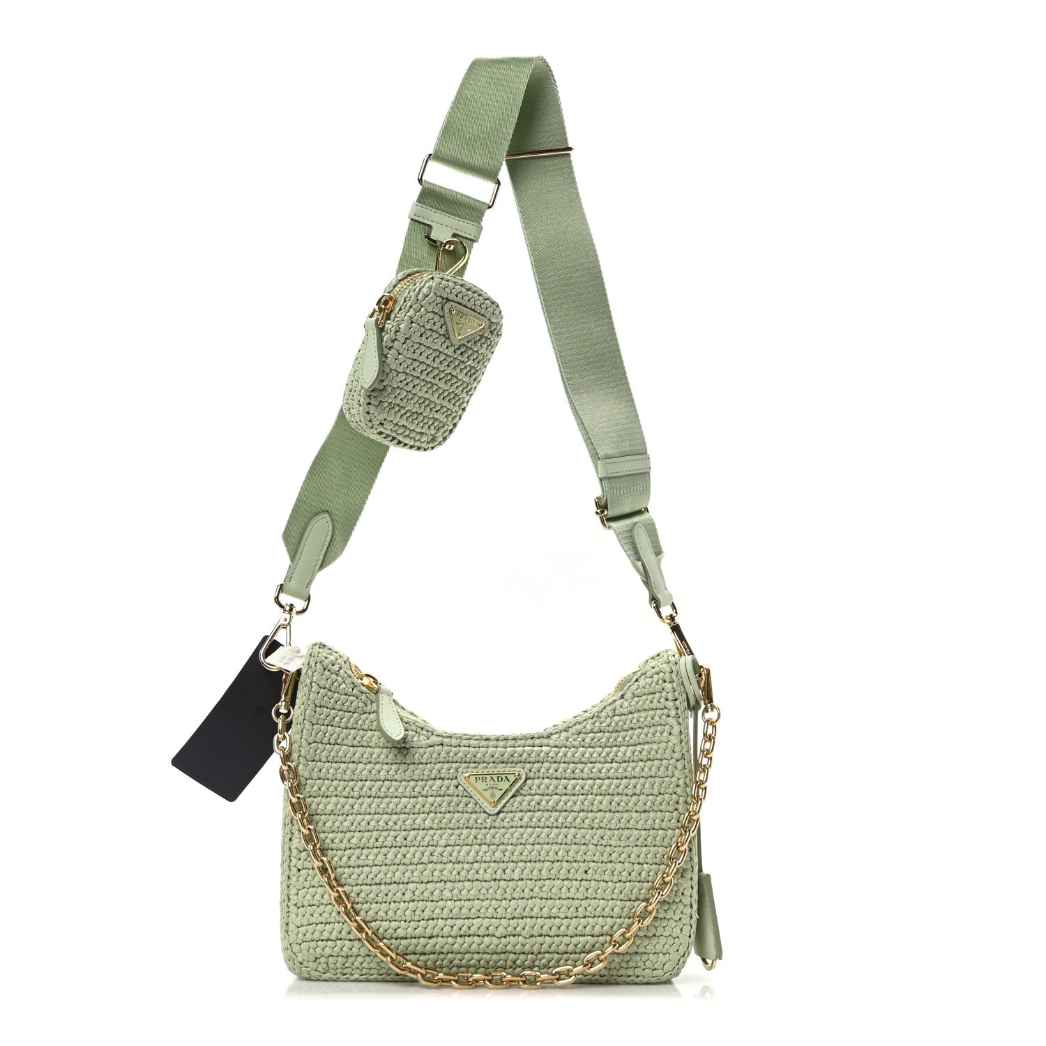 Prada Yarn Raffia Effect Crochet Re-Edition 2005 Shoulder Bag Acqua 1 of 11
