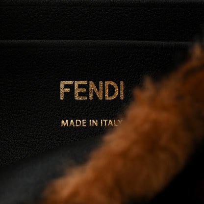 Fendi Shearling Vitello Dolce Macro FF 1974 Mini Baguette Tobacco Black 6 of 12