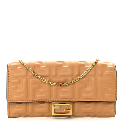 Fendi Nappa Matisse FF Embossed Continental Wallet On Chain Miele Scuro 1 of 11